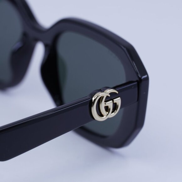 Gucci GG1535S 001 Sunglasses Black Geometric Frame, Grey Lenses main image 5